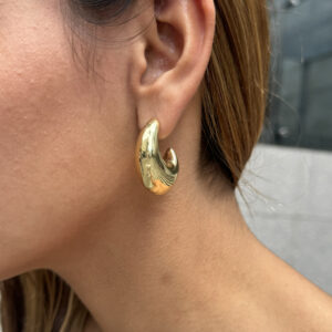 Candonga media luna chunky lisa en rodio