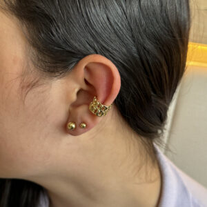 Earcuff tejido tipo cadena doble en rodio