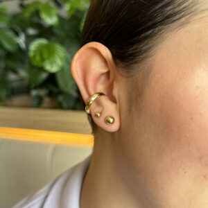 Earcuff delgado con dobles en rodio