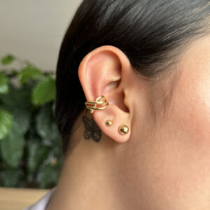 Earcuff cruzado liso en rodio