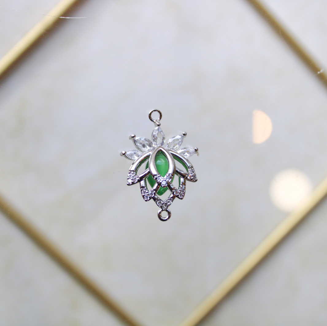 Dije flor de loto con zircones en rodio - Imagen 3