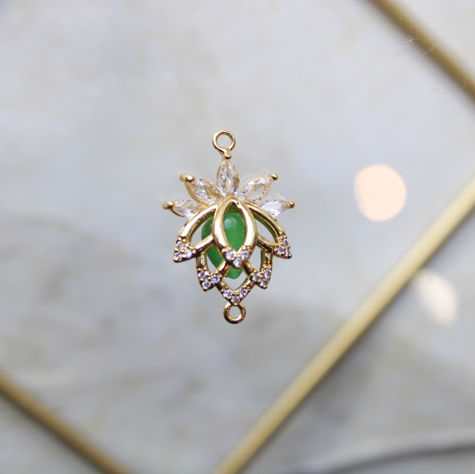 Dije flor de loto con zircones en rodio - Imagen 2