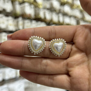 Topo corazón con perlas en rodio