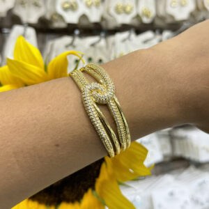 Brazalete nudo con zircones en rodio