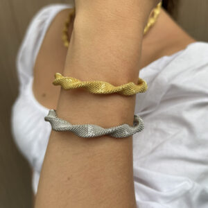 Brazalete maya cruzado en rodio