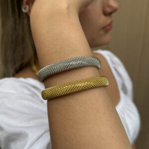 Brazalete tejido tipo maya en rodio