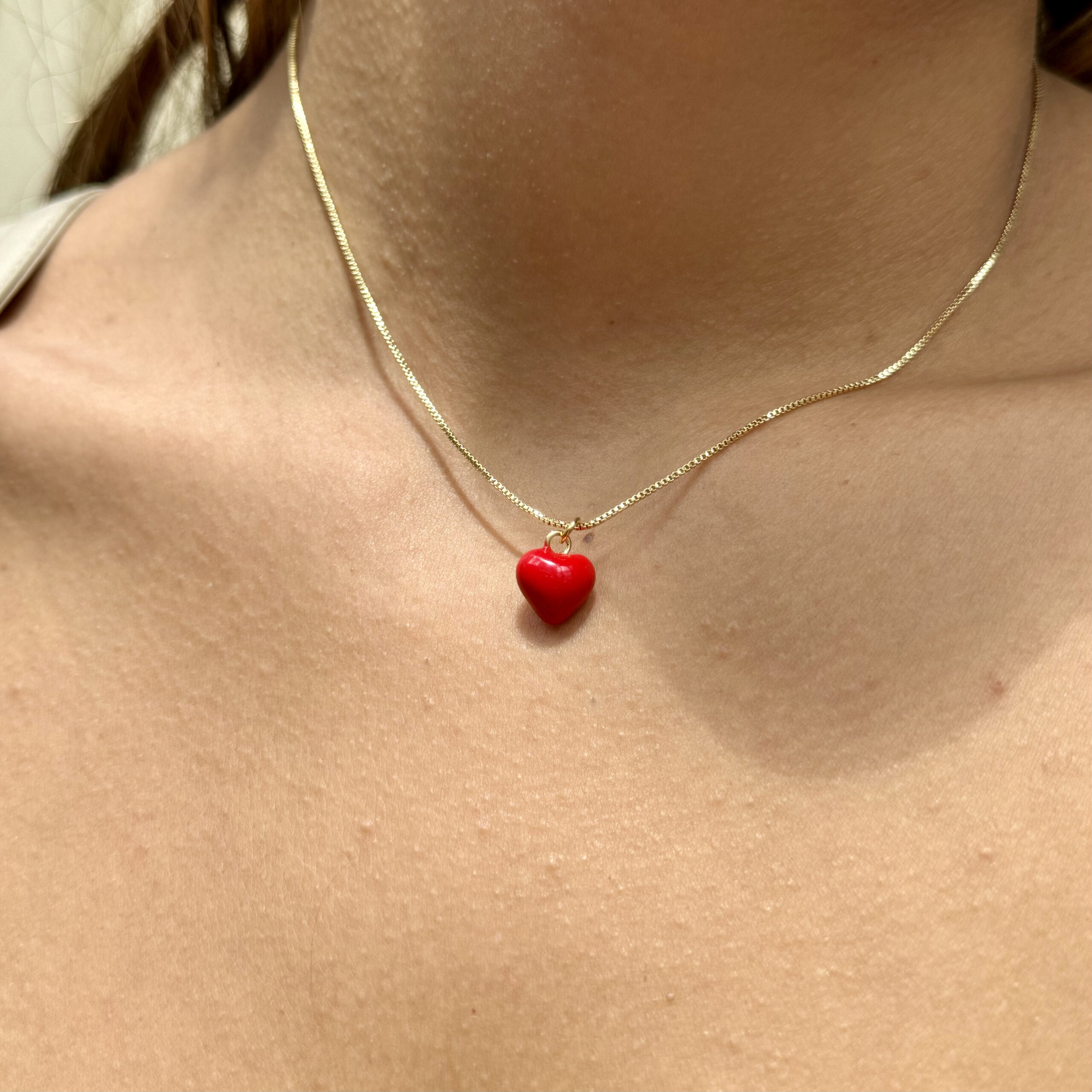 Cadena corazón pequeño en rodio