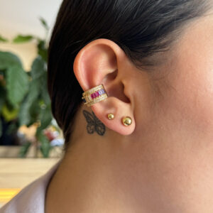 Earcuff zircones multicolor en rodio