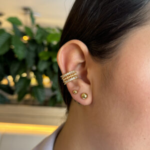Earcuff tres líneas zircones con perlas en rodio