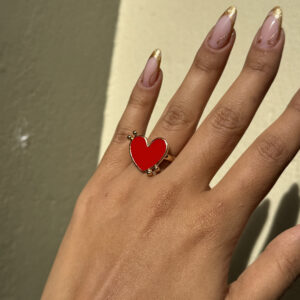 Anillo corazón en oro golfi