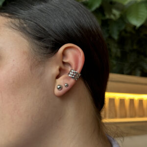Earcuff tres líneas ondas en rodio