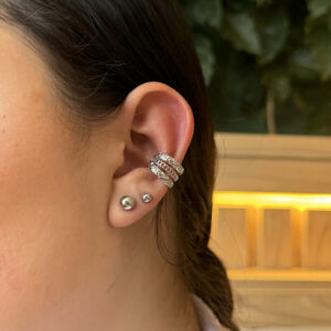 Earcuff líneas multitextura en rodio