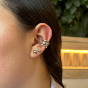 Earcuff triple cruzado en rodio