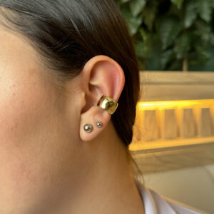 Earcuff chunky liso en rodio