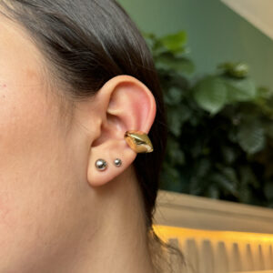 Earcuff chunky liso en rodio