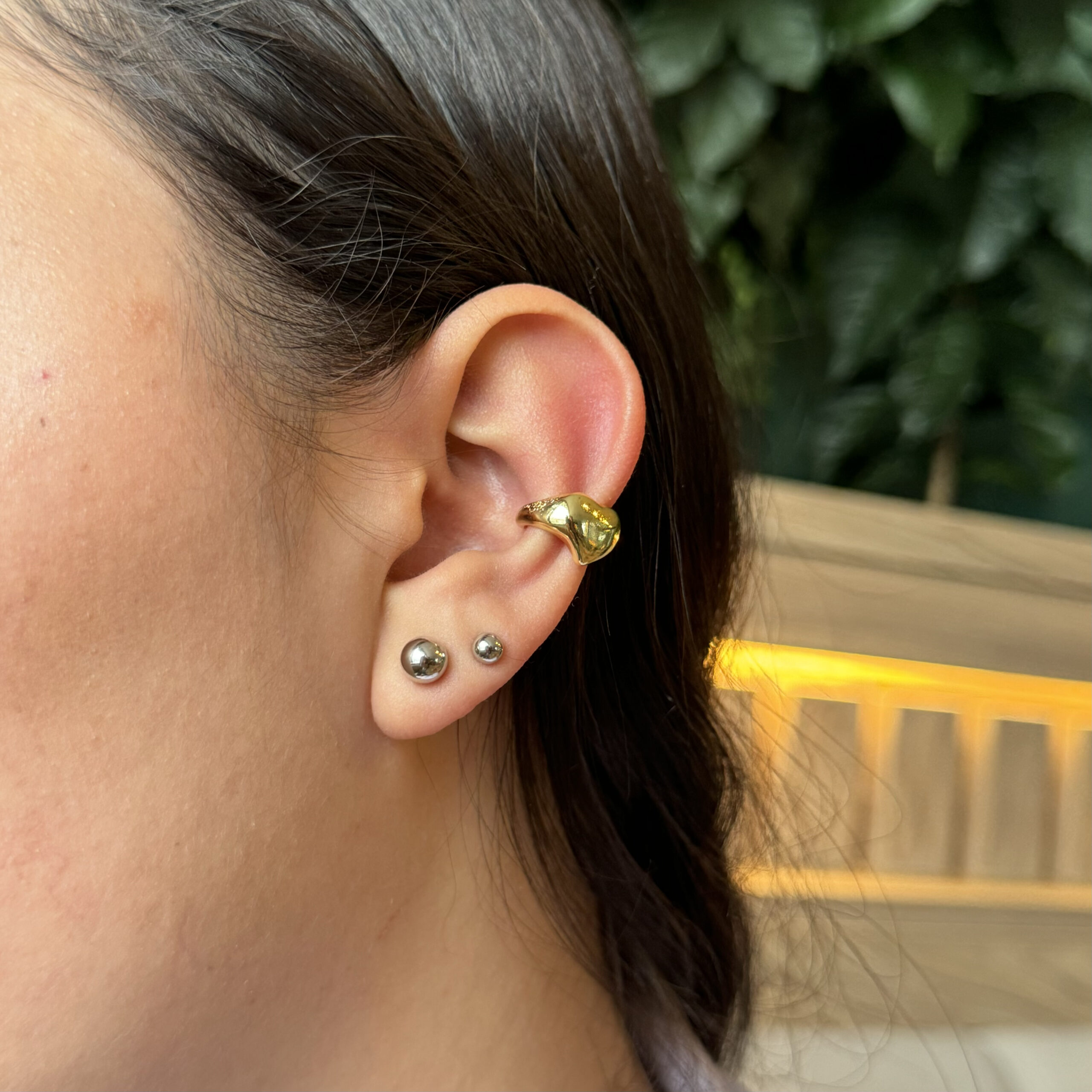 Earcuff corazón liso en rodio