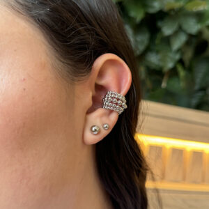 Earcuff líneas de balines en rodio