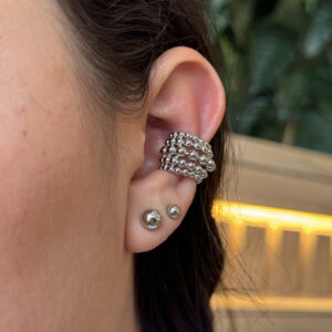 Earcuff líneas de balines en rodio