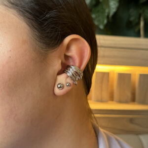 Earcuff líneas entrelazadas en rodio