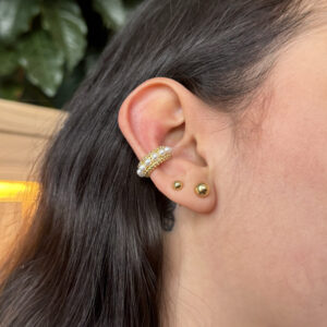 Earcuff perlas y balines en rodio