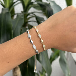 Pulsera conchitas con zircones en rodio