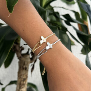 Pulsera mariposa con zircones en rodio