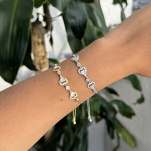 Pulsera corazones en rodio