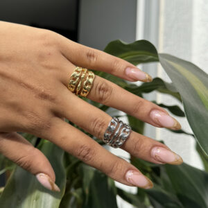 Anillo doble cadena en rodio