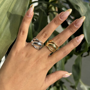 Anillo líneas chunky en rodio