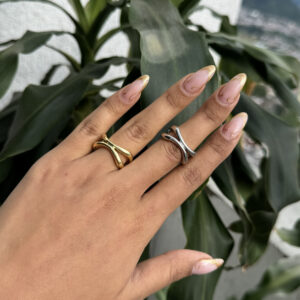 Anillo doble simulación de onda lisa en rodio