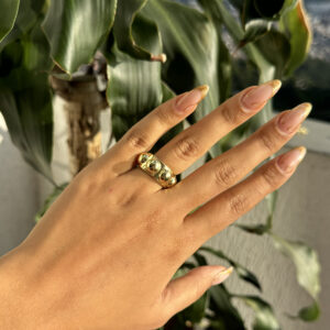 Anillo círculos chunky liso en rodio