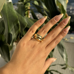 Anillo chunky líneas en rodio