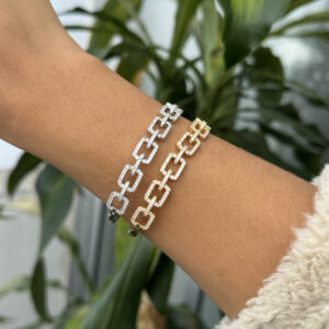 Brazalete cadena con zircones en rodio