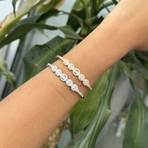 Brazalete hexágonos con zircones en rodio