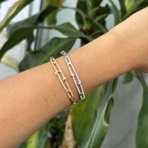 Brazalete luna y estrellas con zircones en rodio