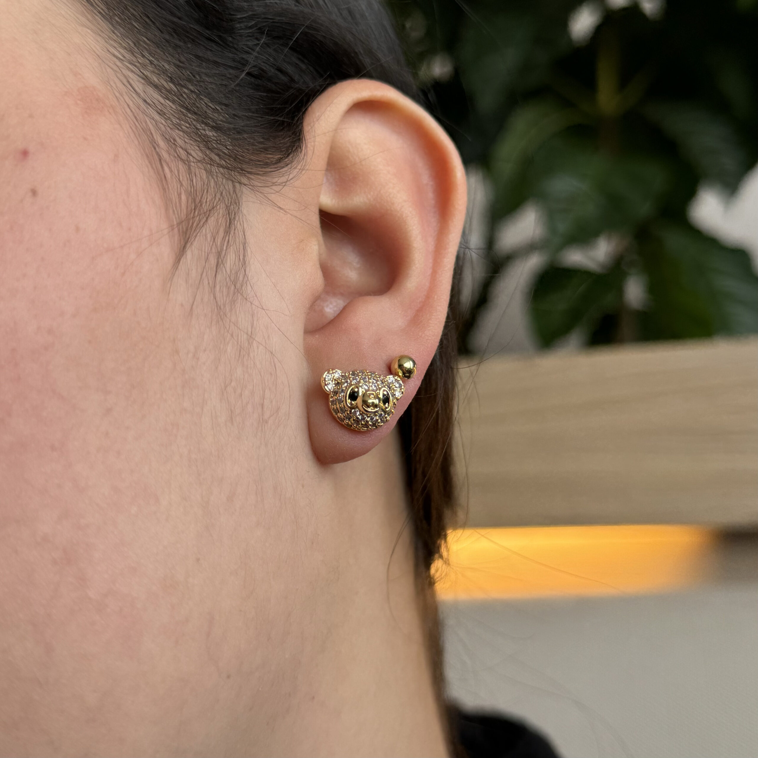 Topo osito con zircones en rodio - Imagen 2
