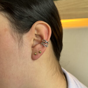 Earcuff cadena cruzado en rodio
