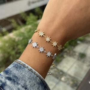 Pulsera estrellas con zircones en rodio