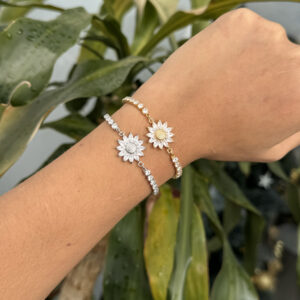 Pulsera girasol con zircones en rodio