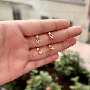 Topo de seguridad mariposa con zircones en rodio