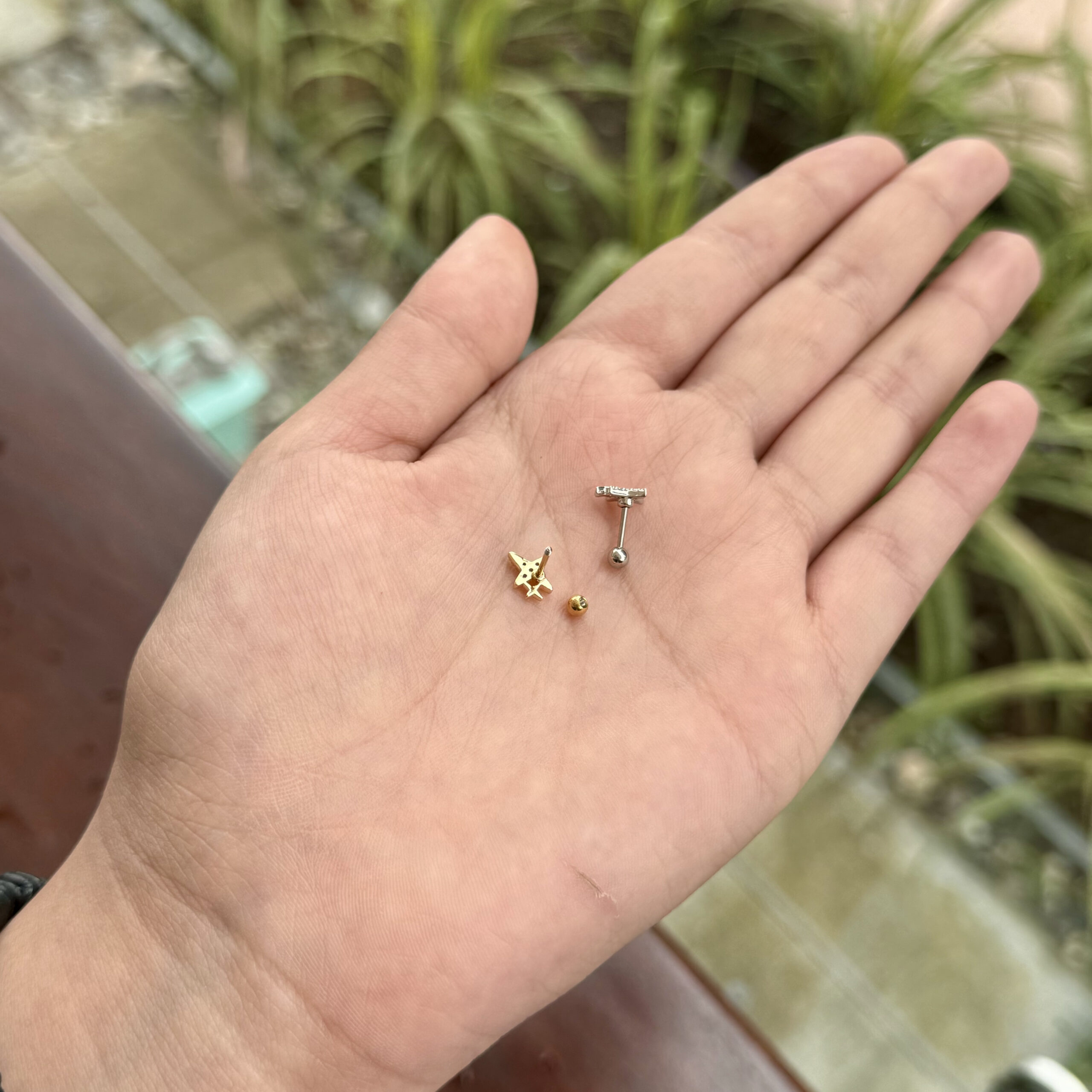 Topo de seguridad estrella con zircones en rodio - Imagen 2