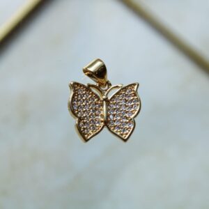 Dije mariposa con zircones en rodio