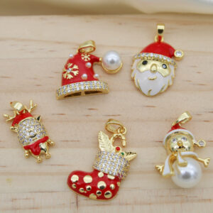 Dijes navideños con zircones en rodio