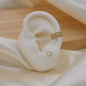 Earcuff circones blancos en rodio