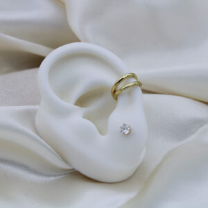 Earcuff doble línea en rodio