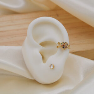 Earcuff corazón con flecha circones multicolor en rodio