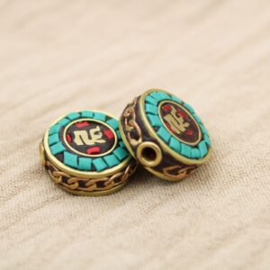 Tibetano redondo plano de 14 mm en bronce