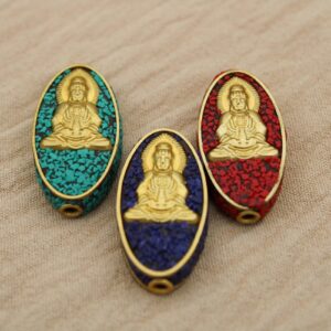 Tibetano ovalado 30 mm x 16 mm en bronce